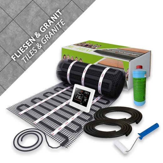 Komplett-Set Heizmatte für Fliesen, Granit & Feinsteinzeug 14,0m²