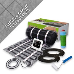 Komplett-Set Heizmatte für Fliesen, Granit & Feinsteinzeug 14,0m²