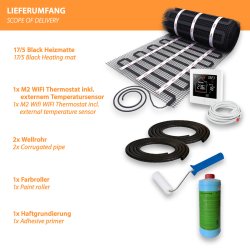 Komplett-Set Heizmatte für Fliesen, Granit & Feinsteinzeug 14,0m²