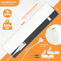 Schimmelbekämpfung ohne Chemie, Schimmelstop, modulares Heizsystem, Basismodul + 3 Erweiterung (200W) + Zeitschaltuhr