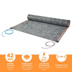 42V Heizfolie Perforiert 90cm breit 110W/m² 2,5m - 275W