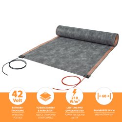 42V Heizfolie Perforiert 60cm breit 210W/m² 2,0m - 252W