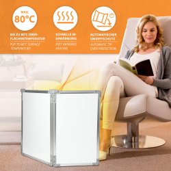 Foldable 350Watt aluminium infrared desk heater 53x108cm