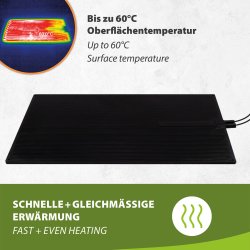 Mi-Heat Gummi-Heizmatte 60x100cm, 300W mit 2,4 Meter Anschlusskabel bis zu 60°C oberflächen temperatur schnelle und gleichmäßige erwärmung