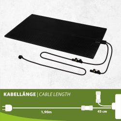 Mi-Heat Gummi-Heizmatte 60x100cm, 300W mit 2,4 Meter Anschlusskabel 1,5cm dick