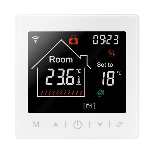 Mi-Heat M2 Wifi Thermostat schwarz Frontansicht