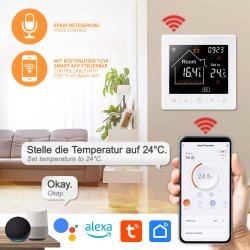 Mi-Heat M2 Wifi Thermostat schwarz Steuerbar mit App und Wifi