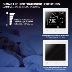 Mi-Heat M2 Wifi Thermostat schwarz Dimmbare Hintergrundbeleuchtung