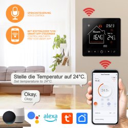 Mi-Heat M2 Wifi Thermostat schwarz Steuerbar mit App und Wifi