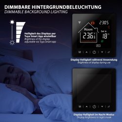 Mi-Heat M2 Wifi Thermostat schwarz Dimmbare Hintergrundbeleuchtung