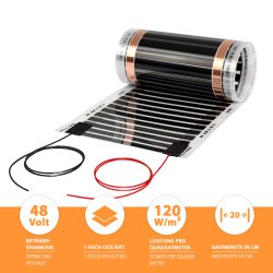 48V Heizfolie 20cm breit 120W/m² 3,0 Meter