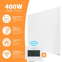 IC400-Plus weiß Infrarotheizung 400Watt + Smart1.0 beheizbare raum 3-7m² bis zu 95°C temperatur überhizungsschutz integrierter funk thermostat empfänger mit smart 1.0 WiFi