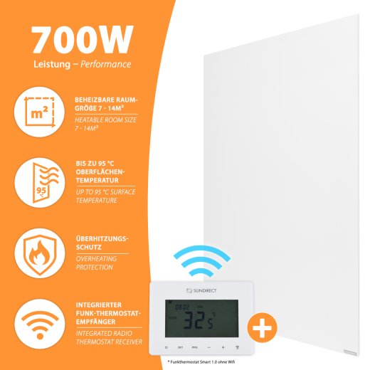 IC700-Plus weiß Infrarotheizung 700Watt +   Smart1.0 Pro WiFi