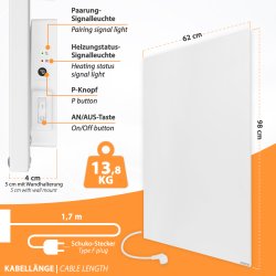 IC700-Plus weiß Infrarotheizung 700Watt +   Smart1.0 Pro WiFi