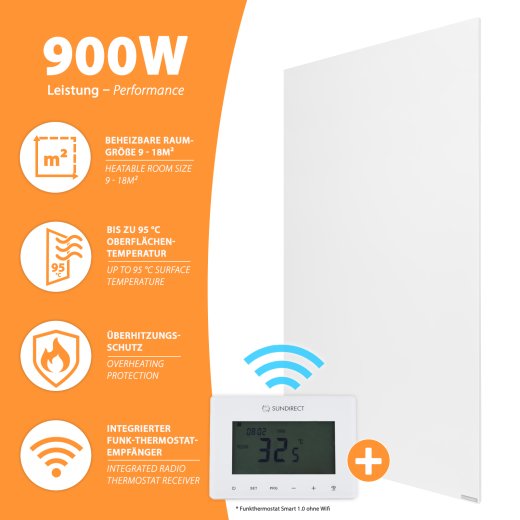 IC900-Plus weiß Infrarotheizung 900Watt + Smart1.0