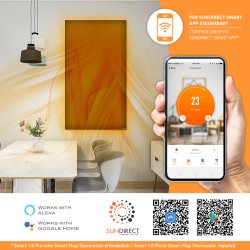 IC900-Plus Infrarotheizung schwarz 70x125cm 900Watt + Smart 1.0 Thermostat