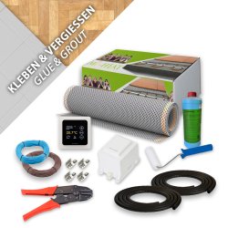 Complete set heating foil fleece-laminated for tiles and glued floor coverings 6.5m