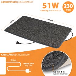 ProC 230V Heizteppich Anthrazit 50x80cm