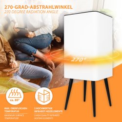 Tower500-Pro Infrarot Heizsäule 500Watt 270 Grad abstrahlwinkel ca. 80° 3 hochwertige infrarot-heizelemente