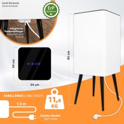 Tower500-Pro Infrarot Heizsäule 500Watt 85x34x34cm 11,8 kg kabellänge 1,5m rückseite funkempfänger ErP Konform