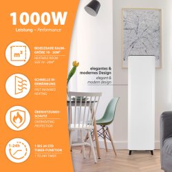 Tower1000-Pro WiFi Infrarot Heizsäule 1000Watt beheizbare raumgröße 10-20m² schnelle erwärmung überhitzungsschutz 1bis 24std timer