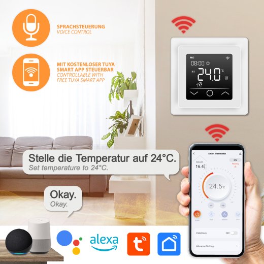 Underfloor Heating Thermostat Alexa Control Heating Electric