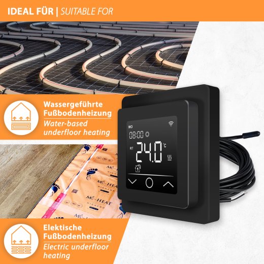 Wifi Thermostat Underfloor Thermostat Mi-Heat Mi-750 Black WiFi - Main Image