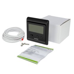 Mi-Heat M3 12V AC/DC Schwarz Lieferumfang Thermostat Schrauben Bodensensor Bedienungsanleitung