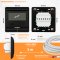 Mi-Heat M3 24V AC/DC Thermostat Schwarz Abmessung des Gehäuses und Kabellänge des Bodensensors mit integrieter Raumtemperatursensor