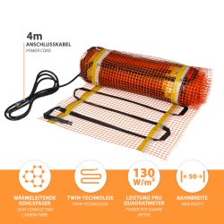 17/5 Kohlefaser Heizmatte 130W/m² - 1,0m²