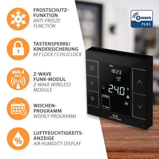 MCO Home Z-Wave Thermostat MH7H-EH black