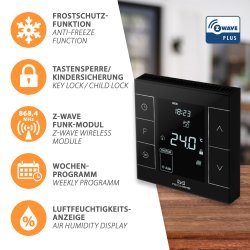 MCO Home Z-Wave Thermostat MH7H-EH schwarz
