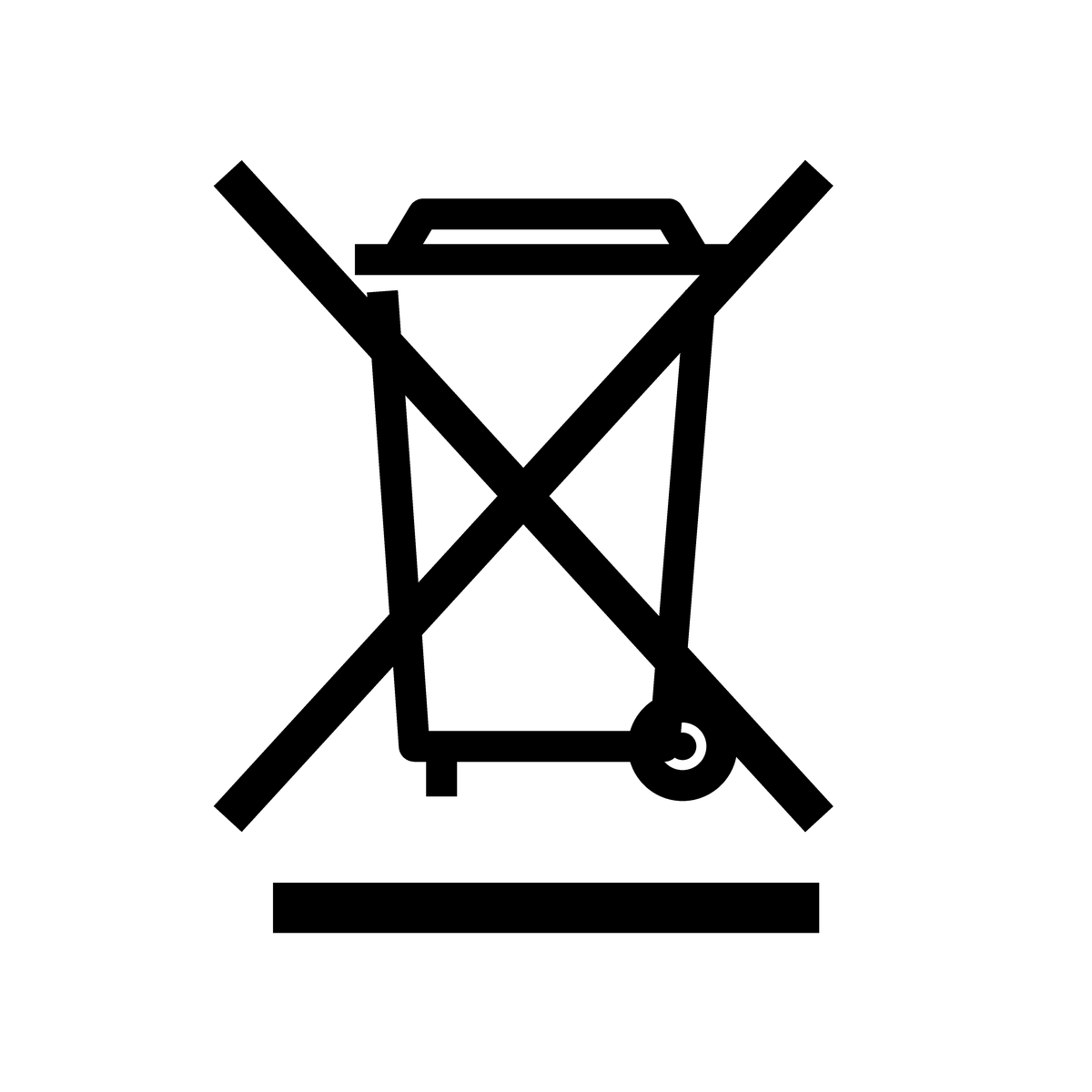Symbol der durchgestrichenen Mülltonne